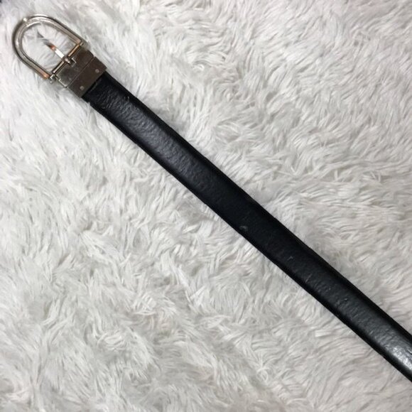 Dark Chocolate Croc Embossed Patent Leather Brushed Silver Metal Buckle Belt - Picture 5 of 9